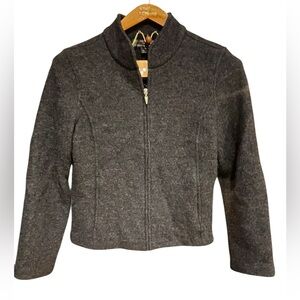 🩶Herman Geist Women's Gray Wool Sweater Jacket size Medium Petite.  Gorgeous!
